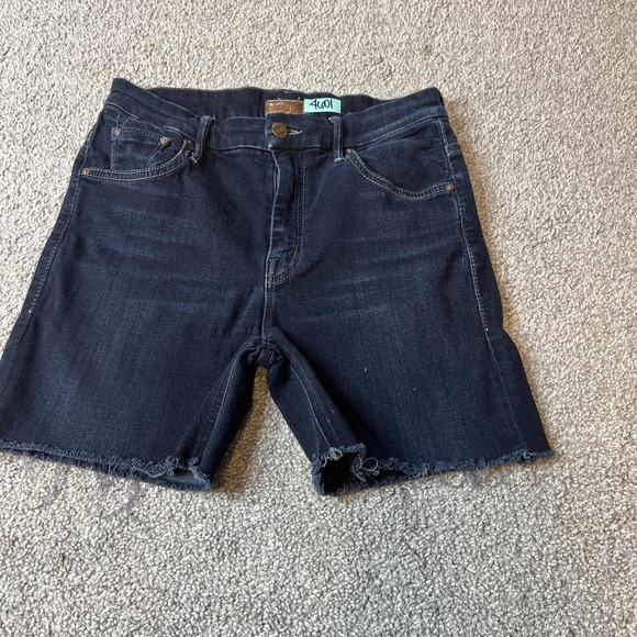 Mother Shorts Womens 28 Dark‎ Wash Denim Cutoff Raw Hem Jean Mid Rise Stretch - Picture 3 of 14
